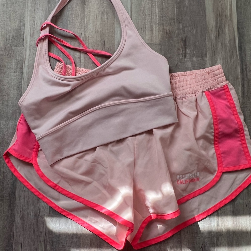 Hollister Pink Sports Bra and Shorts Set
